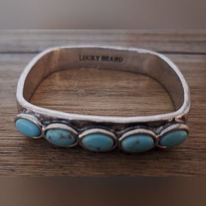 Lucky Brand Vintage Brass Turquoise Stone  Bracelet – XS Boho Southwest